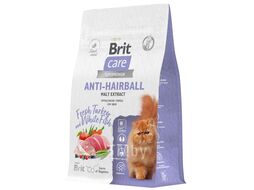 Сухой корм для выведения шерсти у кошек с белой рыбой и индейкой Cat Anti-Hairball, 400 г Brit Care 5066254