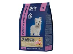 Корм сухой для щенков и молодых собак мелких пород с курицей Dog Puppy and Junior Small, 1 кг Brit Premium 5049875