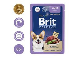 Пауч для взрослых собак всех пород с ягнёнком в соусе, 85 г Brit Premium 5053421