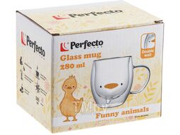 Кружка стеклянная с двойными стенками, 280 мл, серия Funny animals PERFECTO LINEA 30-130001