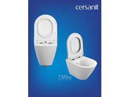 Унитаз подвесной с инсталляцией Cersanit City Smart CO DPL EO Slim (с кнопкой Twins 63534 черный/золото)