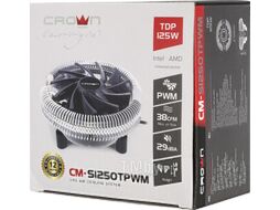 Кулер Soc1151/775/AM4/AM3/FM2 CM-S1250TPWM Crown безвинтовое крепление, TDP 125W, коннектор 4-pin, PWM Высота 53мм