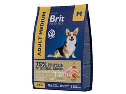 Корм сухой для взрослых собак средних пород с курицей Dog Adult Medium, 3 кг Brit Premium 5049950