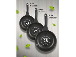 Сковорода ф 24х5.5 см, алюм., антиприг. покр., серия Black Induction, PERFECTO LINEA (подходит для всех типов плит, включая индукцию)