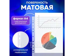 Папки-файлы перфорированные А4 EXTRA 700, КОМПЛЕКТ 50 шт, матовые, ПЛОТНЫЕ,70 мкм, BRAUBERG 229667