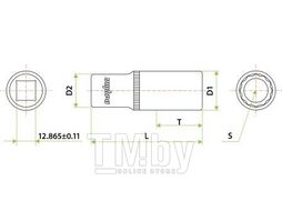 Головка торцевая глубокая 12-гранная 1/2"DR, 20 мм Ombra 112220