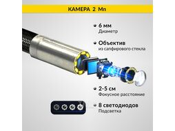 Видеоэндоскоп управляемый USB, 2Мп, 1920x1080, 1м, 6мм, 360 iCartool IC-V200