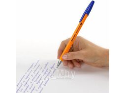 Ручки шариковые M-500 ORANGE, НАБОР 10 шт, СИНИЕ, узел 0,7мм, линия 0,35мм, BRAUBERG 143951