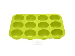 Форма для выпечки, силиконовая, прямоугольная на 12 кексов, 33х25х3 см, зеленая, PERFECTO LINEA