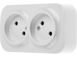 Розетка 2-ая (открытая, б/з) белая, Bailly, LEIDEN ELECTRIC 806006