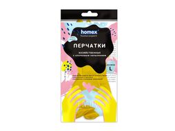 Перчатки из латекса с хлопковым напылением "Очень Нежные" HOMEX, р-р L