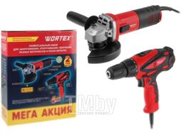 Угловая шлифовальная машина Wortex AG 1209-3 + дрель-шуруповерт DR 1023 D / 1329385