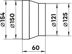 Переходник воздуховода 312 круглых каналов 125х150мм ZERNBERG 10234221