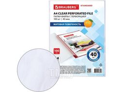 Папки-файлы перфорированные А4 STANDARD, КОМПЛЕКТ 100 шт, матовые, 40 мкм, BRAUBERG 229660
