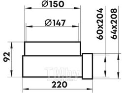 Колено воздуховода 823 плоск/кругл. каналов 204х60/150 мм ZERNBERG 10232971