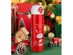 Термос, 480 мл, нержавеющая сталь, MERRY CHRISTMAS, алый, PERFECTO LINEA 27-225473