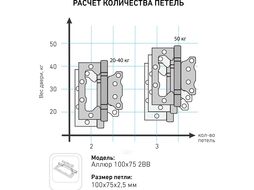 Петля накладная без врезкиАЛЛЮР 100х75 2BB CP БЛИСТЕР 2,5мм хром 2 шт (УЗК)