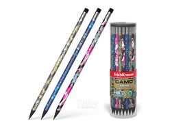 Карандаш HB ч/гр. с ластиком "Camo", круглый, черный пластик Erich Krause 55278