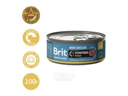 Консервы для взрослых собак мелких пород с телятиной и языком, 100 г Brit Premium 5048953