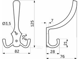 Крючок меб. трехрожковый мет. WP59 хром матовый AKS PLUS