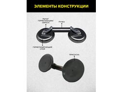 Присоска вакуумная алюминиевая 2 чашки 120 мм TECHNICOM TC-L270