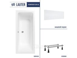 Ванна акриловая Lauter Olympia 170x75 / 21100075 (с ножками и лицевым экраном)