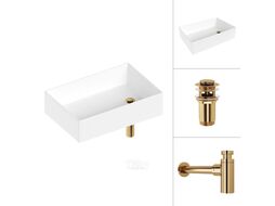 Умывальник Lauter 21518-1 + клапан 21190G + сифон 21635G (золото)