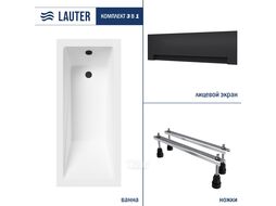 Ванна акриловая Lauter Estelle 150х70 / 21206050 (с ножками и лицевым черным экраном)