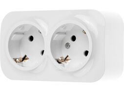 Розетка 2-ая (открытая, с/з) белая, Bailly, LEIDEN ELECTRIC 806005