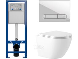 Унитаз подвесной с инсталляцией Saniteco KW-9003W + 64109 + S-IN-MZ-VECTOR