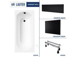 Ванна акриловая Lauter Haven 170x75 / 21202007 (с ножками, лицевым черным и торцевым экраном)