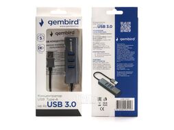 Хаб USB UHB-C454 Gembird 4хUSB3 , кабель USB 17см, алюминий