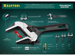 Ключ разводной SlimWide Compact, 160 / 43 мм, Kraftool 27266-25