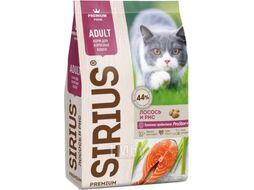 Сухой корм для кошек Sirius Для взрослых кошек с лососем и рисом (400г)
