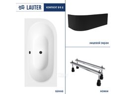Ванна акриловая Lauter Bliss 180х80 L / 21201081L (с ножками и лицевым черным экраном)