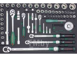 Набор ключей динамометрических 1/4"DR 2-10 Нм, 3/8"DR 10-60 Нм , 1/2"DR 40-200 Hм и головок торцевых с аксессуарами в EVA ложементе, 66 предметов Jonnesway T27166SV