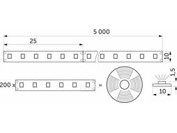 Лента светодиодная - 19,2W/m, 24V, 10мм, 2835, 240 д/м, IP20, холодный белый (6000K) - 5м, AKS