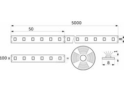 Лента светодиодная - 9,6W/m, 24V, 8мм, 2835, 120 д/м, IP20, нейтральный белый (4000K) - 20 м, AKS