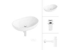 Умывальник Lauter 21502 + клапан 21190W + сифон 21635W (белый матовый)