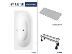 Ванна акриловая Lauter Bliss 180х80 L / 21201081L (с ножками и серым подголовником)
