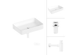 Умывальник Lauter 21842 + клапан 21190W + сифон 21635W (белый матовый)