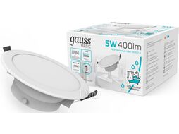 Точечный светильник Gauss Basic Downlight круг 5W 400lm 4000K 185-250V IP54 / 9033420205 (белый)