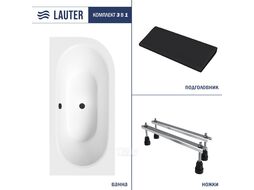 Ванна акриловая Lauter Bliss 170х75 L / 21201071L (с ножками и черным подголовником)