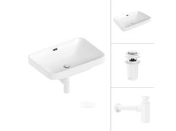 Умывальник Lauter 21441B + клапан 21190W + сифон 21635W (белый матовый)