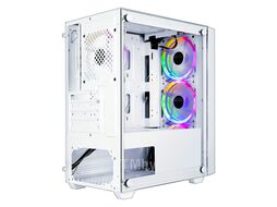 Корпус CL620 GINZZU White, 2*USB2.0 + 1*USB3.0, 4*120мм FRGB (12LW4), стекло, БП снизу, кулер до 160мм, GPU 310мм, белый