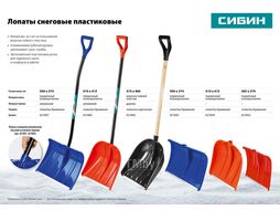 Лопата снеговая, пластиковая с алюминиевой планкой, эргономичный алюминиевый черенок, V-ручка, 500 мм ЛПА-500 Сибин 421847