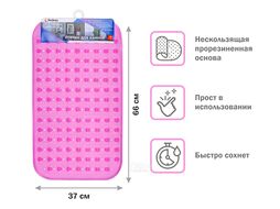 Коврик для ванной, прямоугольный с пузырьками, 67х37 см, розовый, PERFECTO LINEA