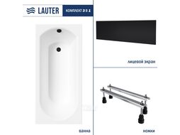 Ванна акриловая Lauter Haven 170x75 / 21202007 (с ножками и лицевым черным экраном)