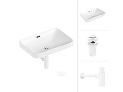 Умывальник Lauter 21441A + клапан 21190W + сифон 21635W (белый матовый)