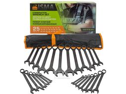 Набор ключей комбинированных 25пр. (6-28, 30, 32мм), на полотне ISMA ISMA-5261P BLACK